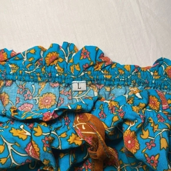 Women's Off The Shoulder Tassel Tie Bohemian Blouse Size Large NWOT - Picture 6 of 11